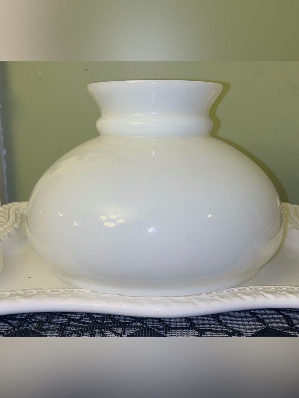 White Milk Glass Student / Parlor Oil Lamp Shade